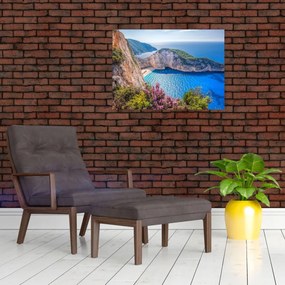 Tablou pe sticlă - Plaja Navagio, Grecia (70x50 cm)