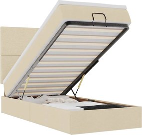 vidaXL Cadru de pat otoman cu saltea crem 90x190cm stofa