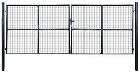 vidaXL Poartă de grădină din plasă, oțel galvanizat, gri, 400x150 cm
