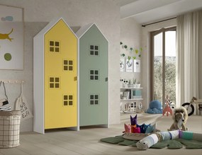Set 2 dulapuri Casami Bruges în formă de căsuță de plajă – galben și verde – Vipack