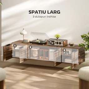 HOMCOM Comodă TV de până la 65" Stil Industrial cu 3 Dulapuri, Maro | Aosom Romania
