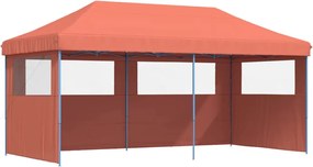 vidaXL Cort pliabil pentru petreceri cu 3 pereți laterali, cărămiziu