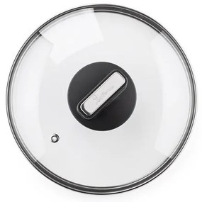 Cratiță Luigi Ferrero Regina FR-2040 20x10 cm, 2,5 l, Acoperire antiaderentă cu efect de marmură, Capac din sticlă cu orificiu pentru abur, Negru