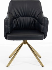 HR840 BAZĂ STEA Scaun Negru Piele Ecologica cu Bază Aurie