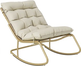 Outsunny Șezlong Balansoar Exterior, Șezut 63 cm, Pernă inclusă, Culoare Bej. | Aosom Romania