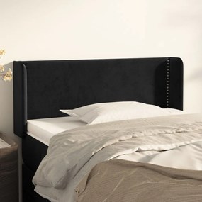 3118660 vidaXL Tăblie de pat cu aripioare negru 83x16x78/88 cm catifea