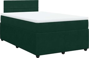 vidaXL Pat box spring cu saltea, verde închis, 120x200 cm, catifea