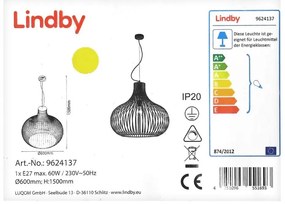 Lindby - Candelabru pe cablu FRANCES 1xE27/60W/230V
