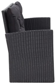 Set mobilier de gradina cu perne, 6 piese, negru, poliratan