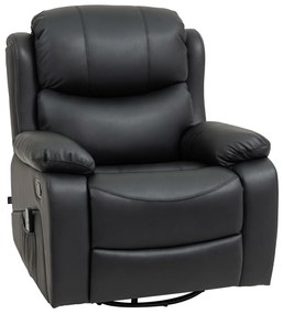 HOMCOM Fotoliu Relaxant cu Masaj și Înclinare Reglabilă, Fotoliu Electric Rotativ la 360° cu Telecomandă, 97x92x104 cm, Negru