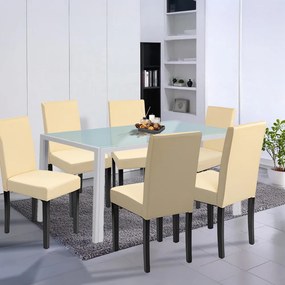 Set de masă Mira 6+1 alb-bej