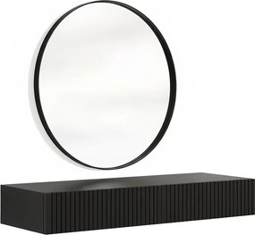 Masa de toaletă suspendată cu oglindă neagră Nicole 80 cm - negru mat