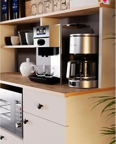 Set mobilier bucatarie Loura, alb si nuc