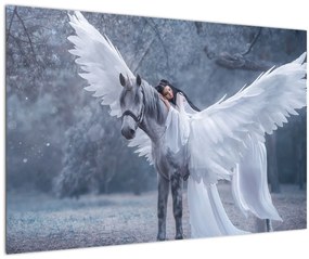 Tablou - Fata și unicorn (90x60 cm)