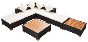 42757 vidaXL Set mobilier de grădină cu perne, 7 piese, negru, poliratan