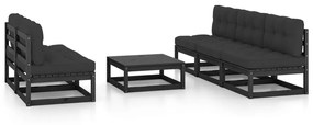 3076363 vidaXL Set mobilier grădină cu perne, 6 piese, lemn masiv pin