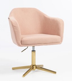 HR832CROSS Scaun Catifea Reiată Premium culoare Roz prăfuit Litchi cu Bază Aurie