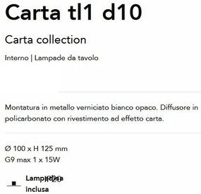 Veioza/Lampa de masa stil minimalist Carta tl1 d10