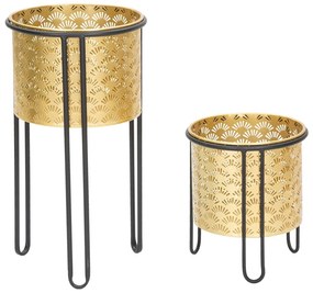 Set 2 suporturi pentru ghivece Mauro Ferretti Glissy, înălțime 40 cm, auriu