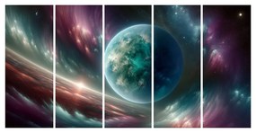 Tablou 5-piese galaxie și planetă