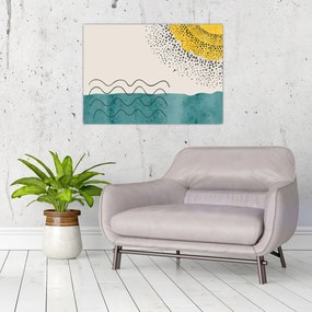 Tablou pe sticlă - pictură abstractă de plajă N⁰1 (70x50 cm)