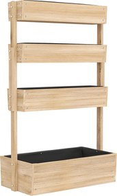 Outsunny Jardiniere înaltă din lemn cu 4 etaje, scară de flori cu căptușeală, găuri de drenaj, lemn natural | Aosom Romania