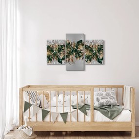 Tablou - Frunze tropicale, Galben - auriu (90x60 cm)