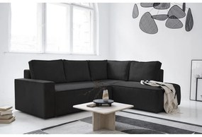 Colțar gri antracit extensibil cu tapițerie din catifea reiată (cu colț pe partea dreaptă) Brave Dave – Miuform