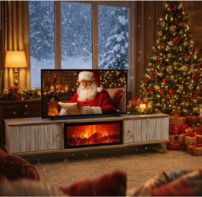 Comoda tv cu semineu Majestică, cu led, 160 cm