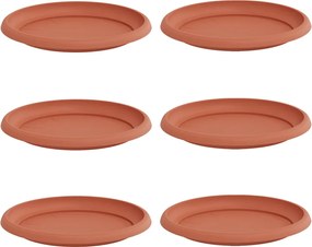 vidaXL Tavă rotundă pentru flori 6 pcs Roșu cărămidă Ø 23,5 x 2,5 cm