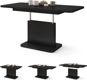 Mazzoni ASTON MINI-Z Negru Mat - MĂSUȚĂ DE CAFEA MODERNĂ EXTENSIBILĂ REGLABILĂ PE ÎNĂLȚIME MASĂ TRANSFORMABILĂ