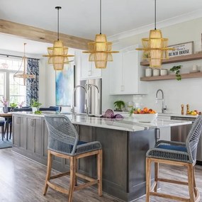 Lustră pe cablu Immax 08254L PINCHOS 1xE27/40W/230V d. 45 cm bambus