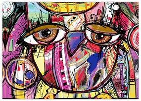 Tablou pe sticlă - Artă stradală - bufniță (70x50 cm)