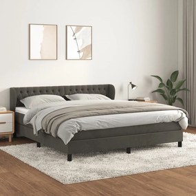 3127686 vidaXL Pat box spring cu saltea, gri închis, 180x200 cm, catifea