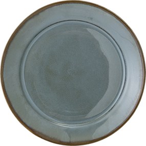 Farfurie din ceramică verde cu finisaj artizanal și margine maro, 28 cm, "Pixie"