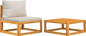 vidaXL Set canapea de grădină, 2 piese, cu perne, lemn masiv de acacia
