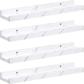 vidaXL Raft de perete 4 pcs Marmură albă 40 x 9 x 3 cm Lemn compozit