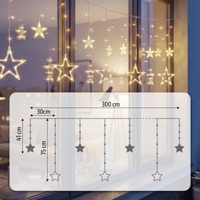 Perdea LED de Crăciun de exterior BRILAGI 123xLED/3xAA/USB 3m IP44 alb cald
