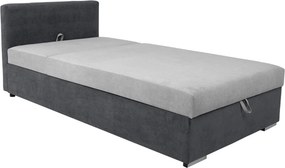 Pat RICO 110x200, stofa catifelata gri - Matricea 17, cu saltea, somie