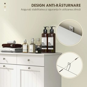 HOMCOM Dulap de Baie pentru Rufe cu 2 Uși Rabatabile și Coșuri pentru Rufe, 78x38x90 cm, Alb | Aosom Romania