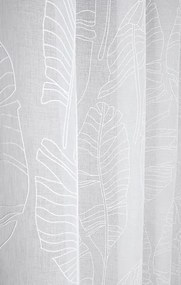 Perdea albă cu model natural, cu bandă plisată, 140 x 250 cm