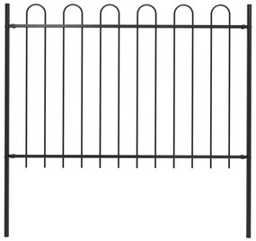 Gard de gradina cu varf curbat, negru, 1,7 m, otel 1, 1.2 m, 1.7 m