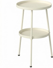 Outsunny Masă de grădină Ø36 cm, masă de balcon din metal, masă de exterior pentru servit masa, măsuță rotundă pentru grădină terasă balcon Alb-crem | Aosom Romania