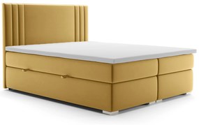 Pat matrimonial Boxspring 160 cm Morcano (galben) (cu sp. depozitare). 1044278