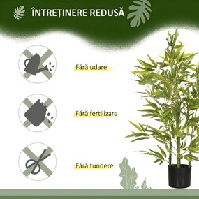 HOMCOM Plantă Artificială de Bambus Înaltă de 90 cm cu 504 Frunze din PEVA și PP Verde cu Ghiveci de Ciment Ø15x12.5 cm | Aosom Romania