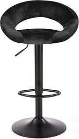 Scaun bar H102, negru, stofa catifelata/otel, 53x48x78/100 cm