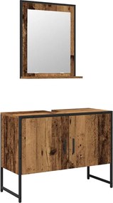 vidaXL Set de mobilier pentru baie Pe perete 2 pcs Maro Lemn compozit