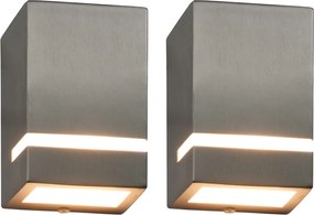 vidaXL Lămpi de perete de exterior 2 buc. argintiu 35 W dreptunghiular