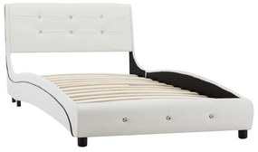 280312 vidaXL Cadru de pat, alb, 90 x 200 cm, piele ecologică