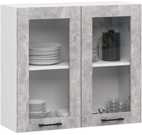 Vitrină de bucătărie superioară Organo 720 (alb + beton). 1117506
